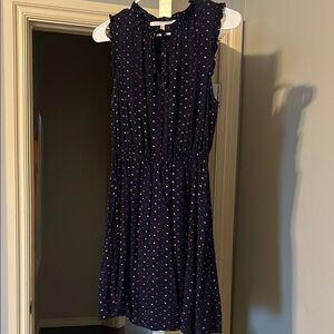 Navy Sleeveless Dress with small pink & red hearts